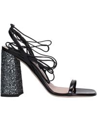 Miu Miu - Black Leather Platform Sandals - Lyst