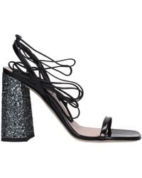 Miu Miu - Black Leather Platform Sandals - Lyst