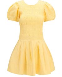 Ganni - Bicolor Cotton Casual Dress - Lyst