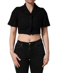 Dolce & Gabbana - Collared Short Sleeves Cropped Blouse Top - Lyst