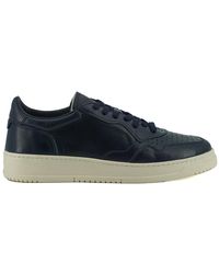 Saxone Of Scotland - Navy Blue Leather Low Top Sneakers - Lyst