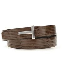 Tom Ford - Brown Calf Leather Bos Taurus Belt - Lyst