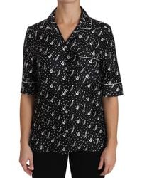 Dolce & Gabbana - Black Guitar & Trumpet Print Silk Shirt Top - Lyst