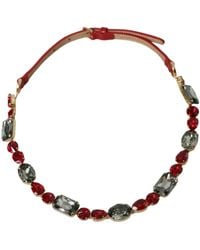 Dolce & Gabbana - Red Leather Crystal Chain Waist Belt - Lyst