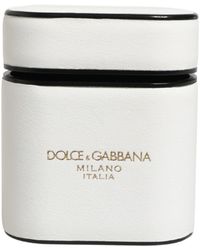 Dolce & Gabbana - White Calf Leather Logo Print Flip Holder Airpods Case - Lyst