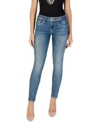 Guess - Blue Cotton Skinny Jeans - Lyst