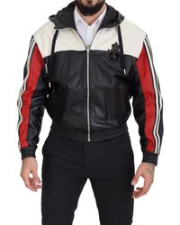 Dolce & Gabbana - Elite Leather Hooded Bomber Jacket - Lyst