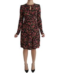 Dolce & Gabbana - Floral Longsleeve Knee Length Dress - Lyst
