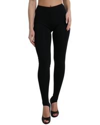 Dolce & Gabbana - Black Nylon Stretch Slim Leggings Pants - Lyst