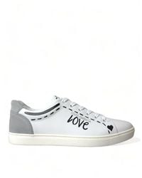 Dolce & Gabbana - Gray Leather Love Milano Sneakers Shoes - Lyst