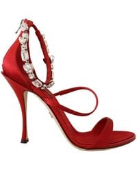 Dolce & Gabbana - Satin Sandals With Embroidery - Lyst