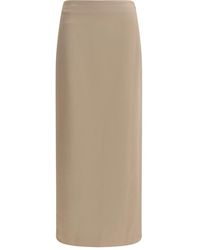 Brunello Cucinelli - Satin Midi Skirt - Lyst