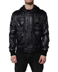 Dolce & Gabbana - Black Nylon Hooded Full Zip Blouson Jacket - Lyst