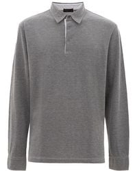 Corneliani - Long Sleeve Polo Shirt Melange Cotton - Lyst