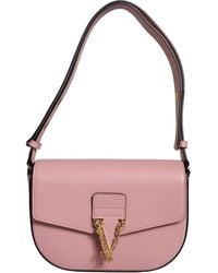 Versace - Grainy Calf Leather Logo Crossbody Shoulder Bag - Lyst