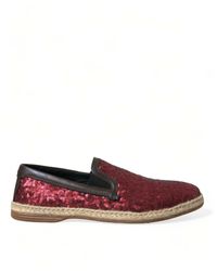 Dolce & Gabbana - Red Sequined Loafers Slippers Men Shoes - Lyst