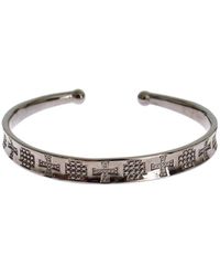 Nialaya - Rhodium 925 Silver Bangle Bracelet - Lyst