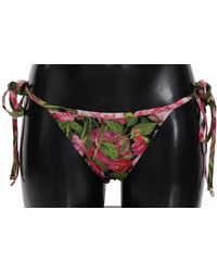 Dolce & Gabbana - Dolce Gabbana Pink Rose Print Bottom Bikini Beachwear - Lyst