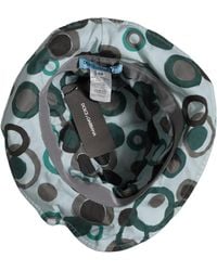 Dolce & Gabbana - Teal Cotton Big Polka Dot Pattern Bucket Hat - Lyst