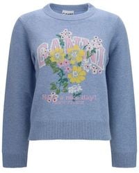 Ganni - Wool Oves Aries Sweatshirt - Lyst