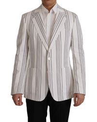 Dolce & Gabbana - White Stripes Cotton Single Breasted Blazer - Lyst
