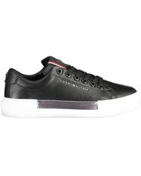 Tommy Hilfiger - Black Leather Sneaker - Lyst