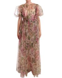 Dolce & Gabbana - Floral Print Nylon Maxi Dress - Lyst