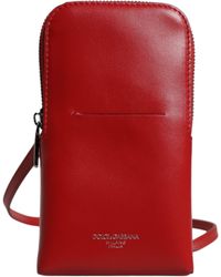 Dolce & Gabbana - Red Leather Purse Phone Sling Crossbody Neck Strap Bag - Lyst