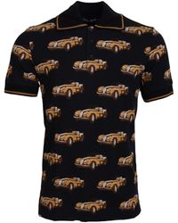Dolce & Gabbana - Black Car Print Short Sleeve Polo T-shirt - Lyst