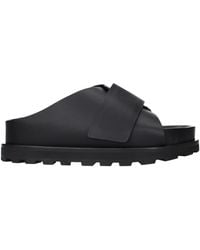 Jil Sander - Black Leather Slippers - Lyst