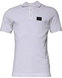 Dolce & Gabbana - White Cotton Logo Plaque Collared Polo T - Lyst