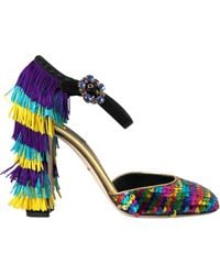 Dolce & Gabbana - Sequin Crystal Mary Jane Shoes - Lyst