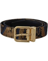 Dolce & Gabbana - Jacquard Leather Logo Buckle Belt - Lyst