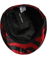 Dolce & Gabbana - Men Red Black Stripe Cotton Newsboy Capello Hat - Lyst