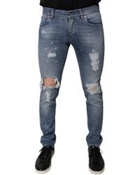 Dolce & Gabbana - Slim Fit Ripped Jeans - Lyst