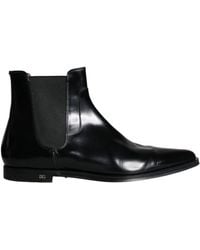 Dolce & Gabbana - Black Leather Chelsea Ankle Boots Shoes - Lyst