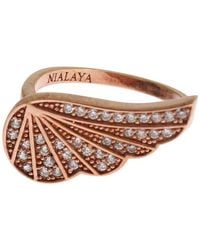 Nialaya - Pink Gold 925 Silver S Clear Cz Ring - Lyst