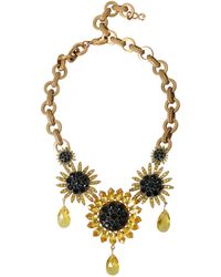 Dolce & Gabbana - Tone Brass Sunflower Crystal Embellished Necklace - Lyst