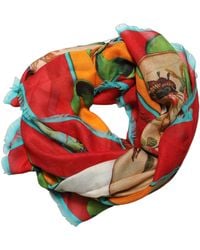 Dolce & Gabbana - Multicolor Marco Polo Motifs Shawl Scarf - Lyst