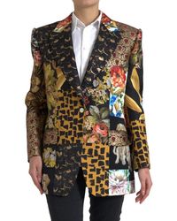 Dolce & Gabbana - Multicolor Patchwork Jacquard Coat Blazer - Lyst
