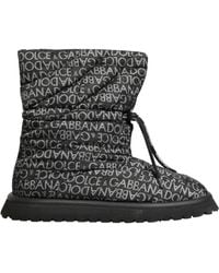 Dolce & Gabbana - Black Logo Print Lace Up Snow Boots Shoes - Lyst