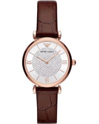 Emporio Armani - Elegant Bordeaux Leather Watch For - Lyst