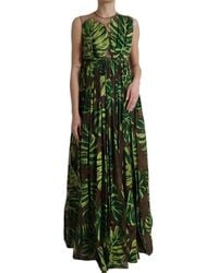Dolce & Gabbana - Banana Leaf Sleeveless Long Maxi Dress - Lyst