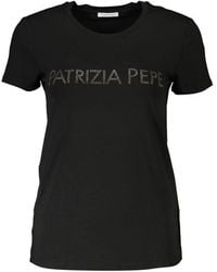 Patrizia Pepe - Rhinestone Logo Tshirt - Lyst