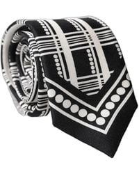 Dolce & Gabbana - Black White Abstract Silk Adjustable Men Tied Necktie Tie - Lyst