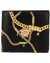 Versace - Smooth Leather Medusa Head Chain Logo Bifold Organizer Wallet - Lyst