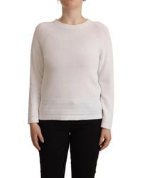 Alpha Studio - White Long Sleeves Crewneck Pullover Sweater - Lyst