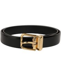 Dolce & Gabbana - Black Classic Leather Gold Tone Buckle Belt - Lyst