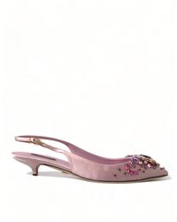 Dolce & Gabbana - Pink Crystal Heels Slingback Pumps Shoes - Lyst