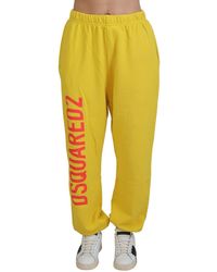 DSquared² - Yellow Mid Waist Logo Print Jogger Trouser Pants - Lyst
